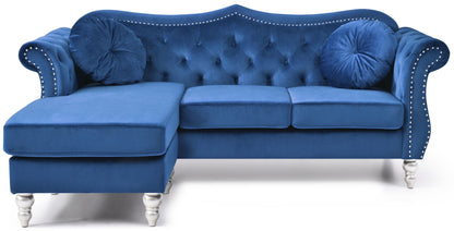 Hollywood Glam Sofa Chaise and Tufted Nailhead