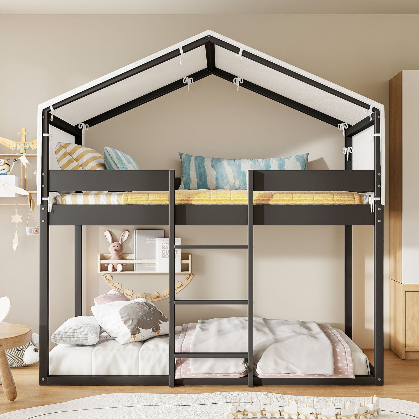Sturdy Pinewood Bunk Bed and the Kids Play Tent