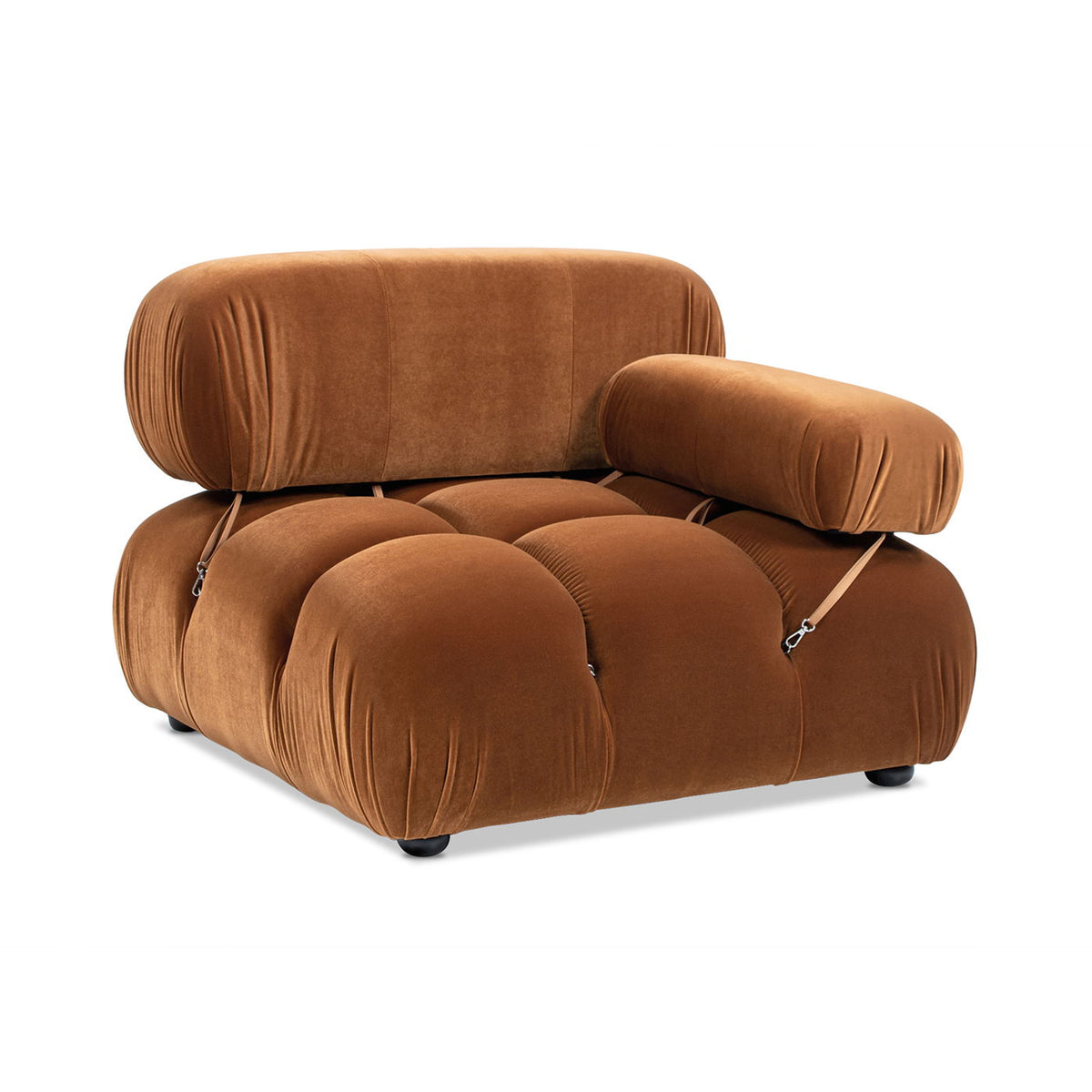 Bubble modular modern lounge arm chair in burnt orange velvet with plush rounded modules on Tampa Home & Garden Store