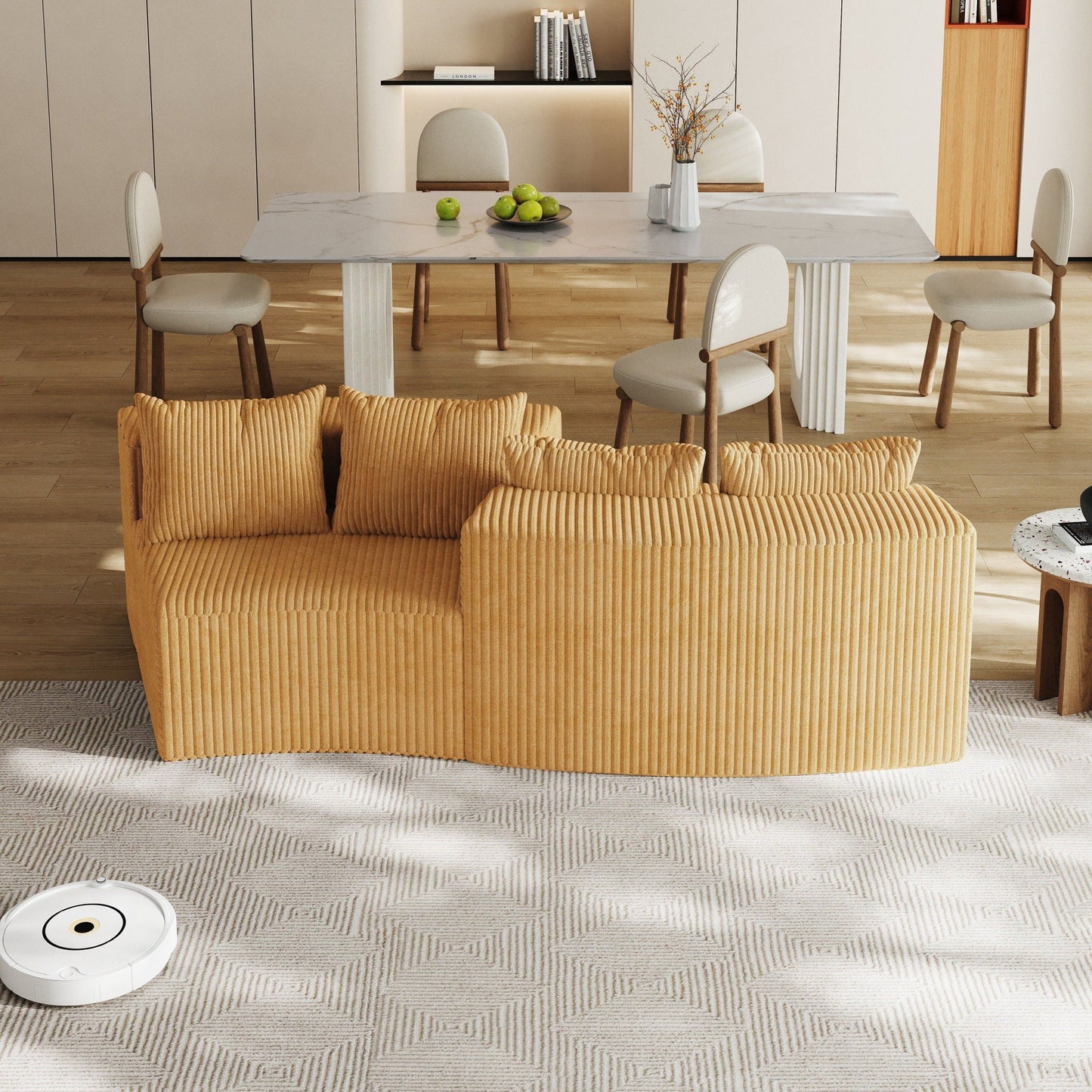 Curved Modular Sectional Sofa and Four Pillows