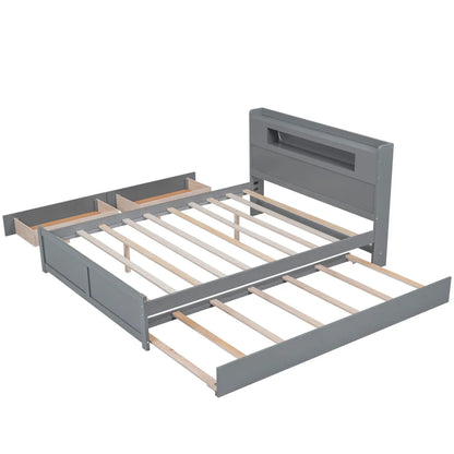 Storage platform bed gray metal frame with 2 drawers and trundle by Unique Piece Furniture on Tampa Home & Garden Store