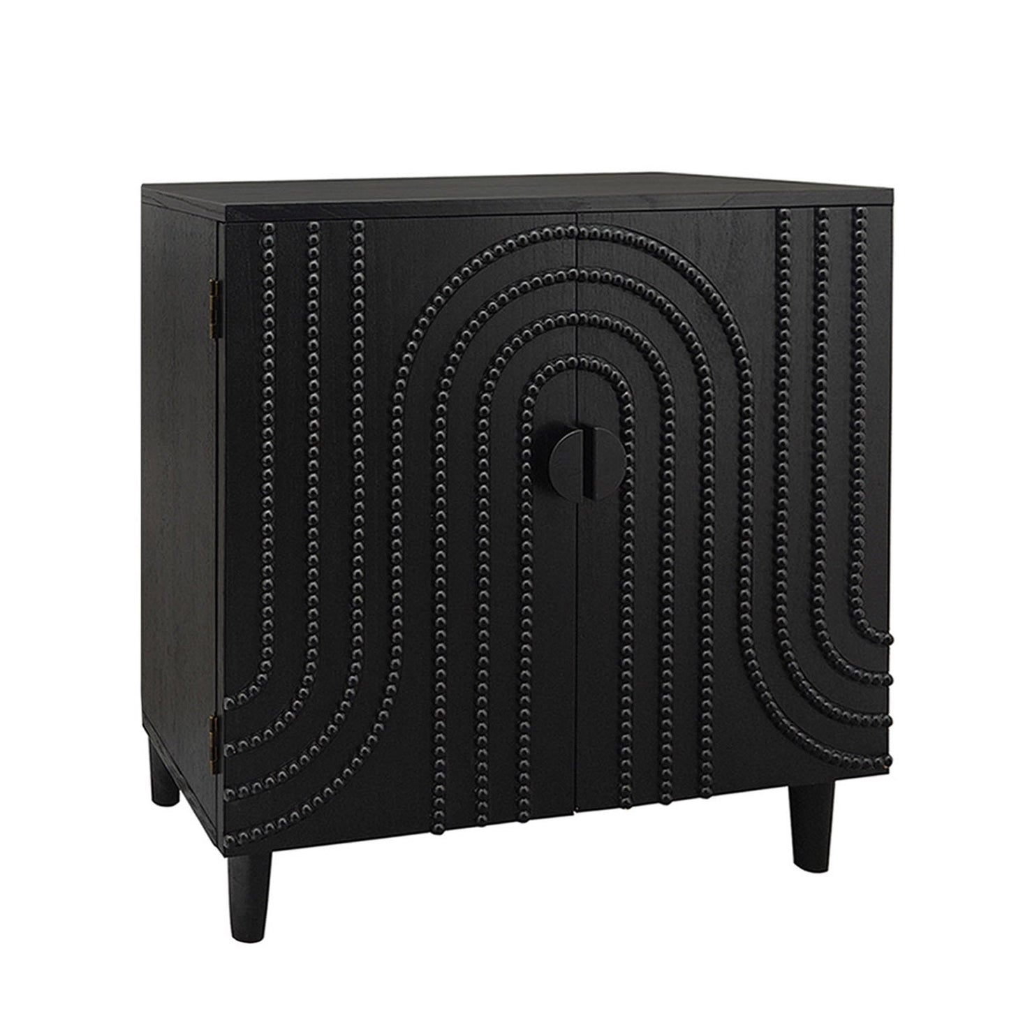 Modern black wood storage cabinet with decorative circular beaded door by HouseOfZazla on Tampa Home & Garden Store