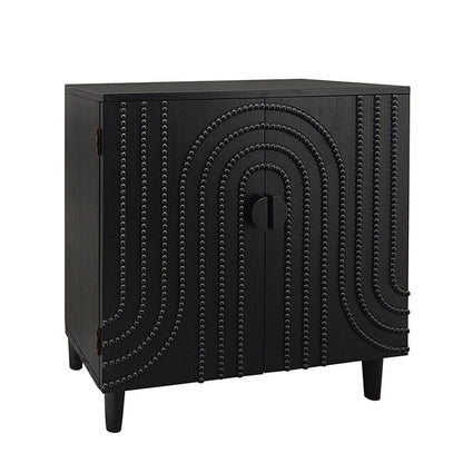 Modern black wood storage cabinet with decorative circular beaded door by HouseOfZazla on Tampa Home & Garden Store