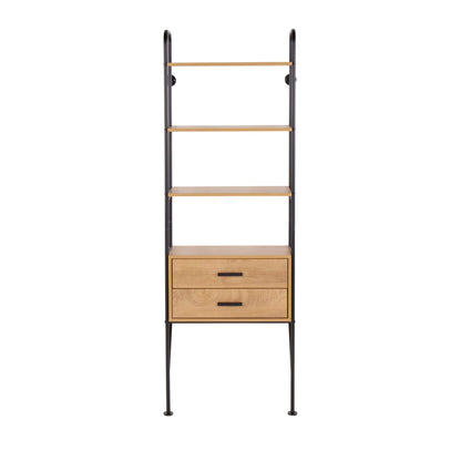 Industrial bookcase with black steel frame and 4-shelf wood shelves with drawer by HouseOfZazla on Tampa Home & Garden Store