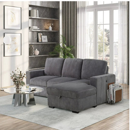 Melody Contemporary Sectional Sofa in grey striped fabric by Unique Piece Furniture on Tampa Home & Garden Store