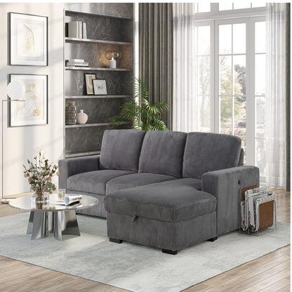 Melody Contemporary Design Stationary Sectional Sofa gray upholstery HouseOfZazla on Tampa Home & Garden Store