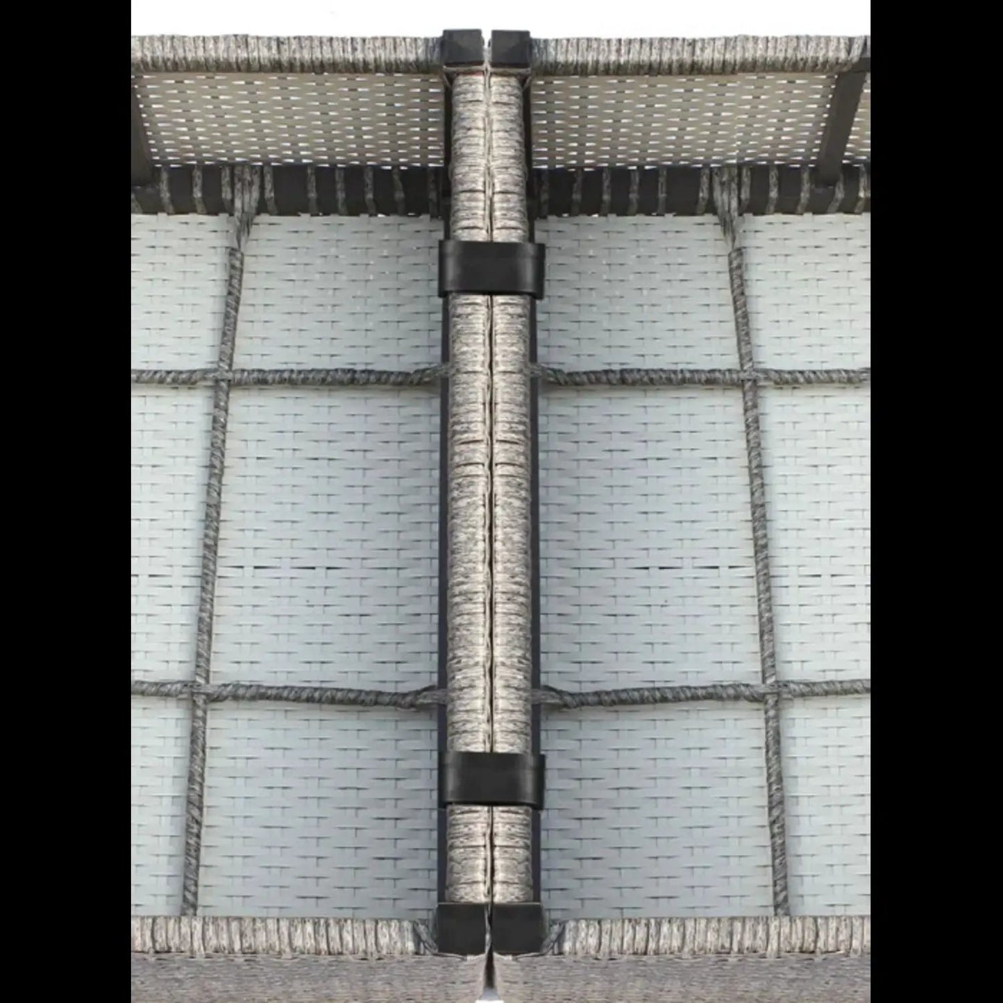 Wicker outdoor sectional frame joint from a 2-piece set in light gray weave on Tampa Home & Garden Store