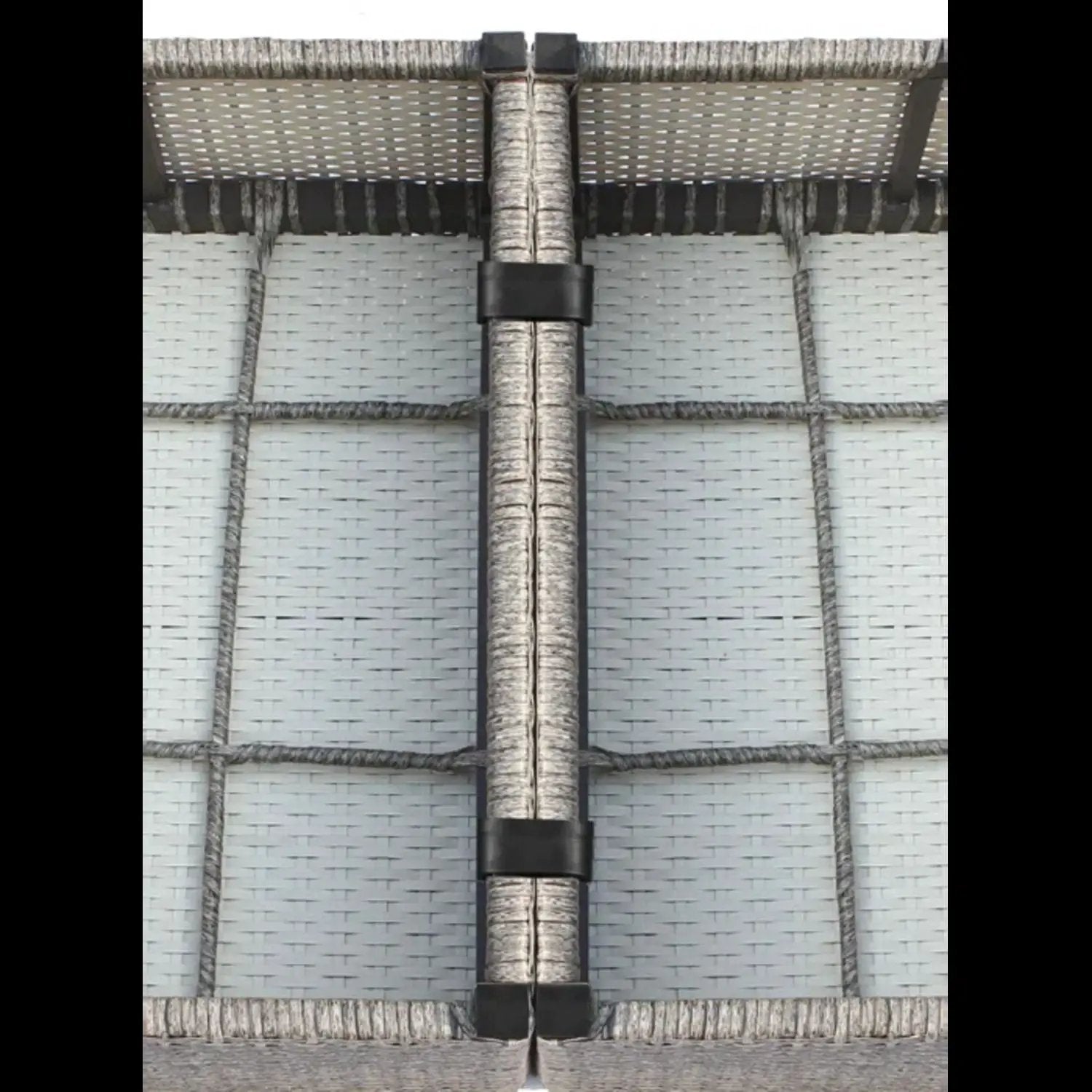 Wicker outdoor sectional frame joint from a 2-piece set in light gray weave on Tampa Home & Garden Store