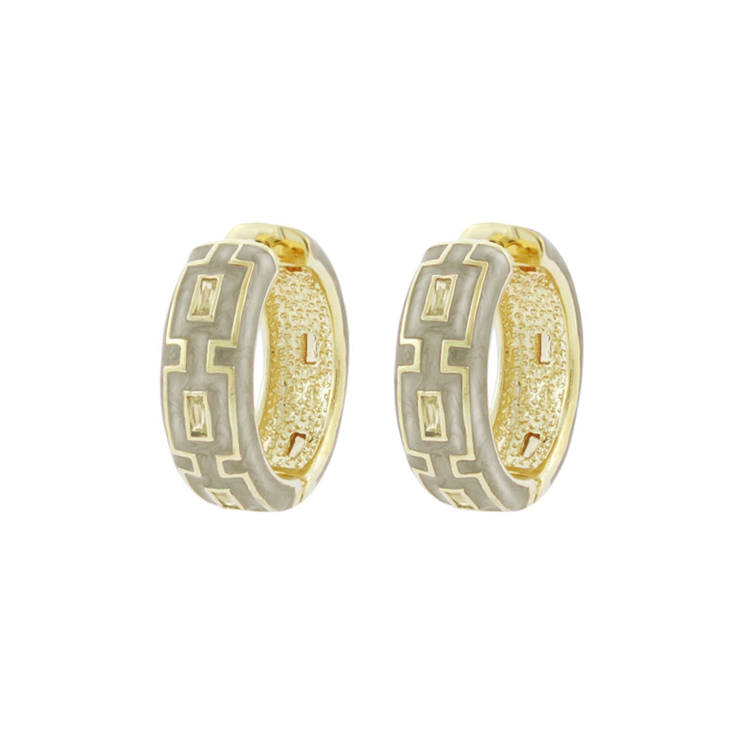 Greek Key Hoop Earrings pair gold and silver-tone by Lauren G Adams on Tampa Home & Garden Store
