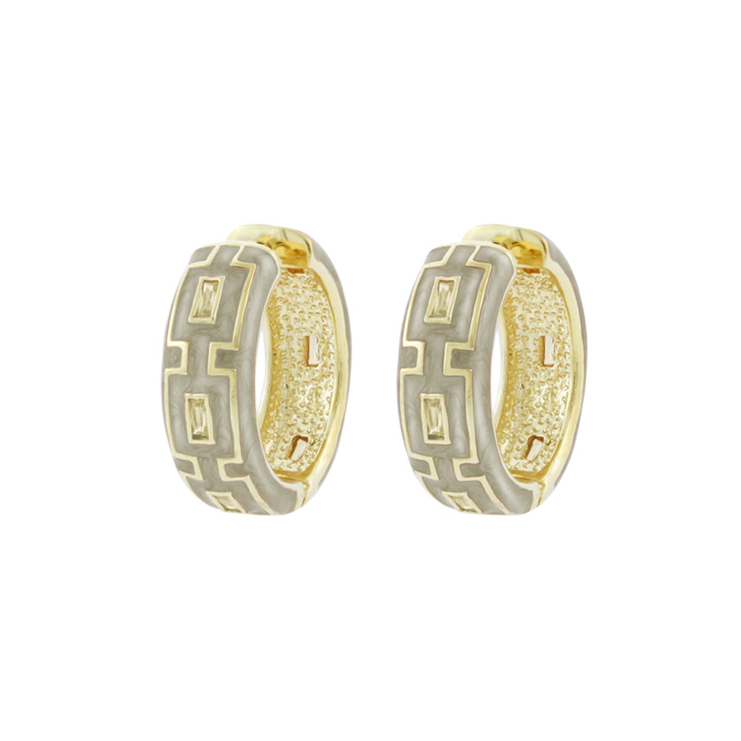 Greek Key Hoop Earrings pair gold and silver-tone by Lauren G Adams on Tampa Home & Garden Store