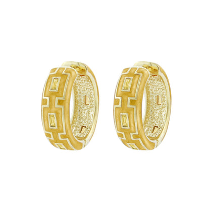 Pair of gold-tone Greek Key hoop earrings by Lauren G Adams on Tampa Home & Garden Store