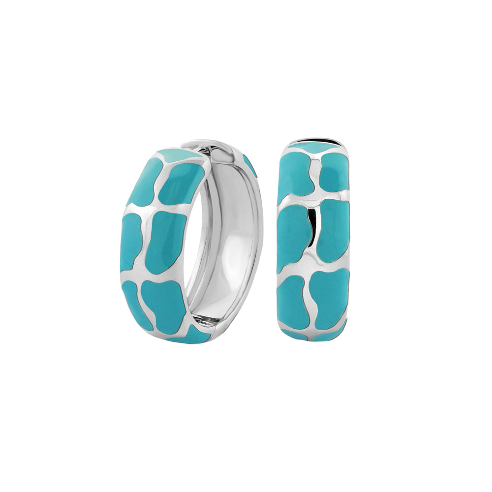 Puzzle Hoop Earrings turquoise mosaic pair on silver-tone hoops by Lauren G Adams on Tampa Home & Garden Store