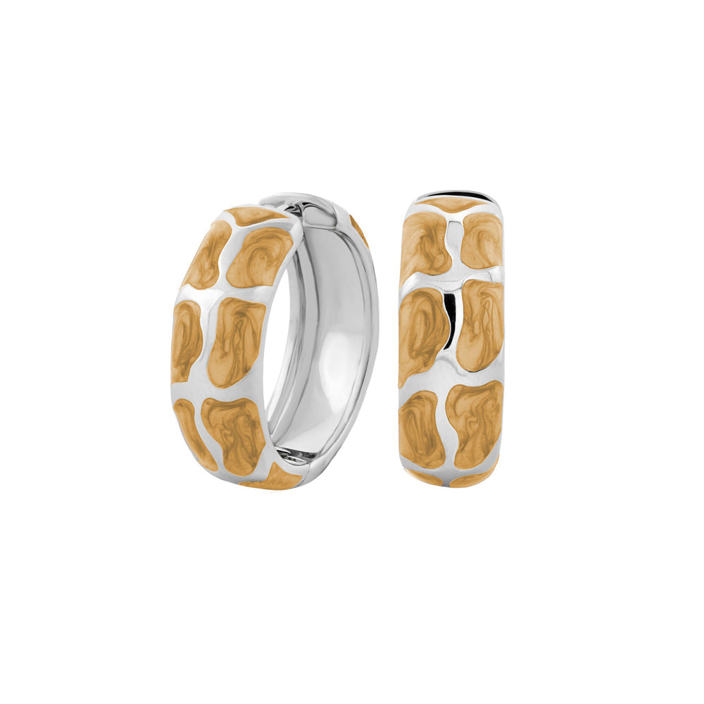Puzzle Hoop Earrings by Lauren G Adams; silver hoops with tan gold-tone puzzle blocks on Tampa Home & Garden Store
