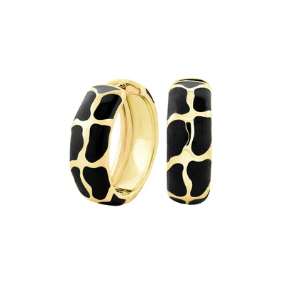 Puzzle Hoop Earrings by Lauren G Adams, goldtone hoops with black enamel puzzle pattern 2pc on Tampa Home & Garden Store