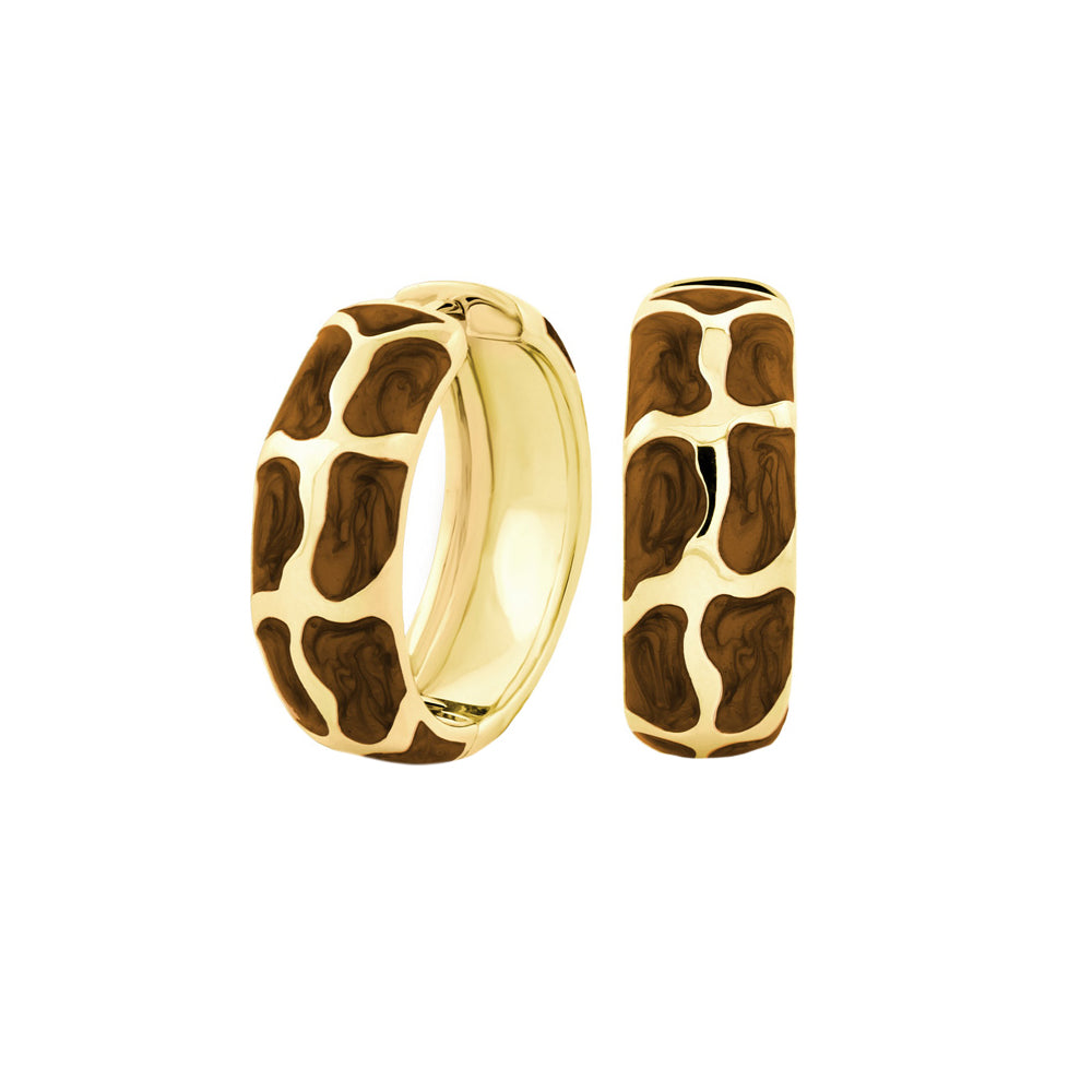 Puzzle Hoop Earrings Lauren G Adams, gold-tone hoops with brown tortoiseshell pattern on Tampa Home & Garden Store
