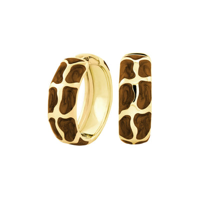 Puzzle Hoop Earrings Lauren G Adams, gold-tone hoops with brown tortoiseshell pattern on Tampa Home & Garden Store
