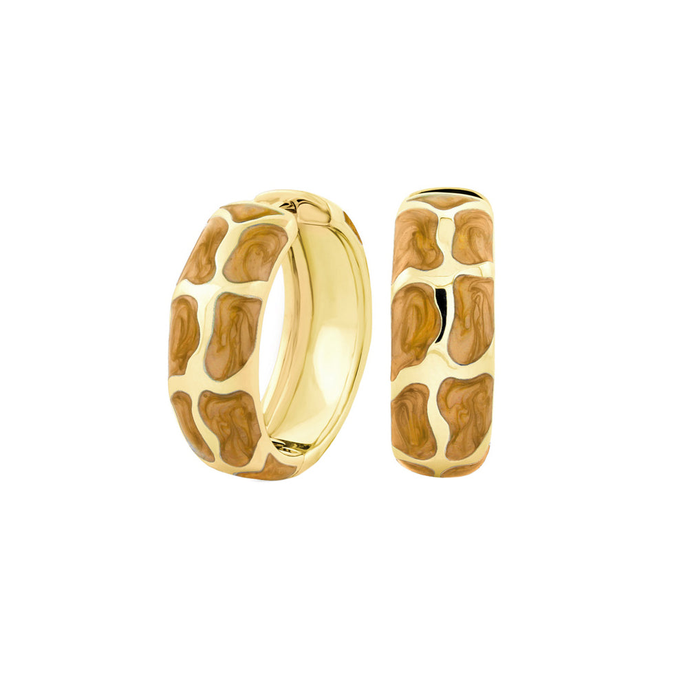 Puzzle Hoop Earrings gold-tone hoops with brown mosaic inlay by Lauren G Adams on Tampa Home & Garden Store