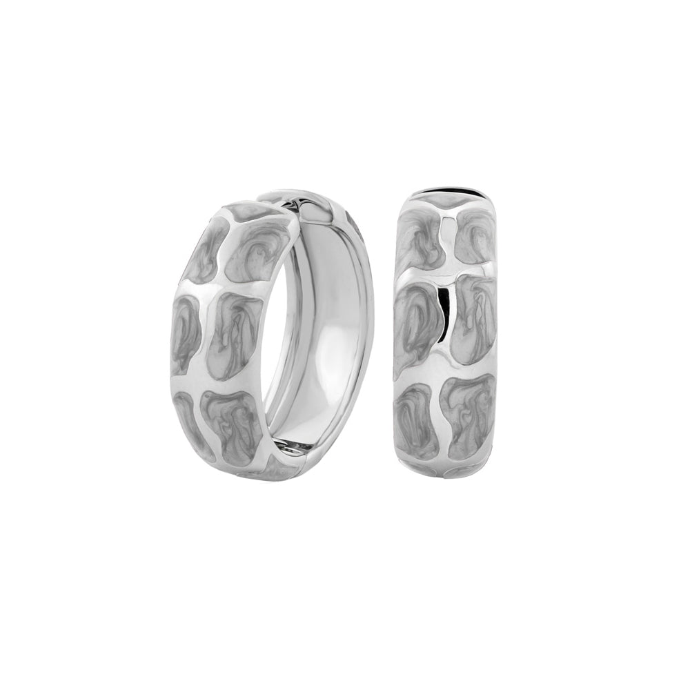 Puzzle Hoop Earrings pair, silver marbled hoops by Lauren G Adams on Tampa Home & Garden Store