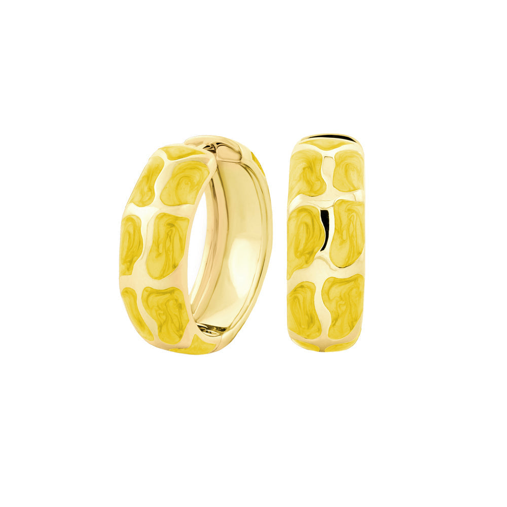 Puzzle Hoop Earrings gold-tone with yellow marbled enamel by Lauren G Adams on Tampa Home & Garden Store