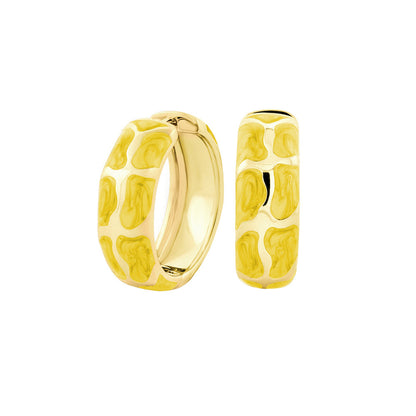 Puzzle Hoop Earrings gold-tone with yellow marbled enamel by Lauren G Adams on Tampa Home & Garden Store