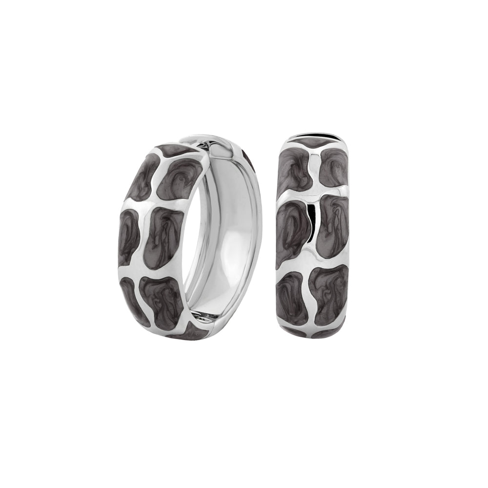 Lauren G Adams Puzzle Hoop Earrings, silver-tone pair with gray marble pattern on Tampa Home & Garden Store