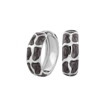 Lauren G Adams Puzzle Hoop Earrings, silver-tone pair with gray marble pattern on Tampa Home & Garden Store