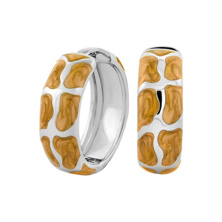 Puzzle Hoop Earrings by Lauren G Adams, silver hoops with white and gold puzzle pieces pair on Tampa Home & Garden Store