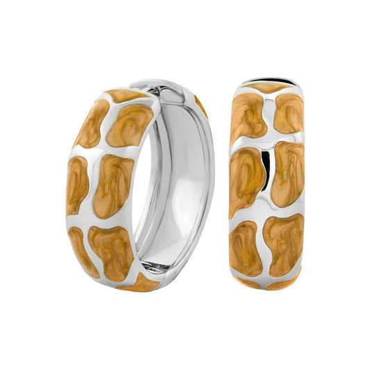 Puzzle Hoop Earrings by Lauren G Adams, silver hoops with white and gold puzzle pieces pair on Tampa Home & Garden Store