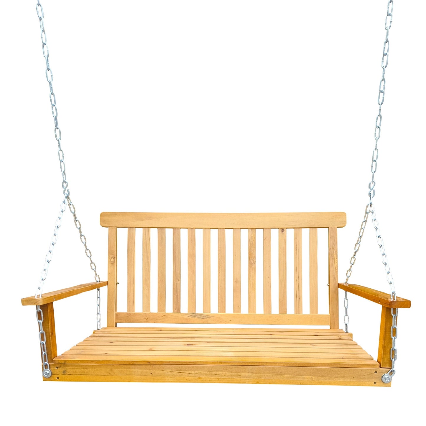 Front Porch Swing with armrests and metal chains for outdoor patio on Tampa Home & Garden Store