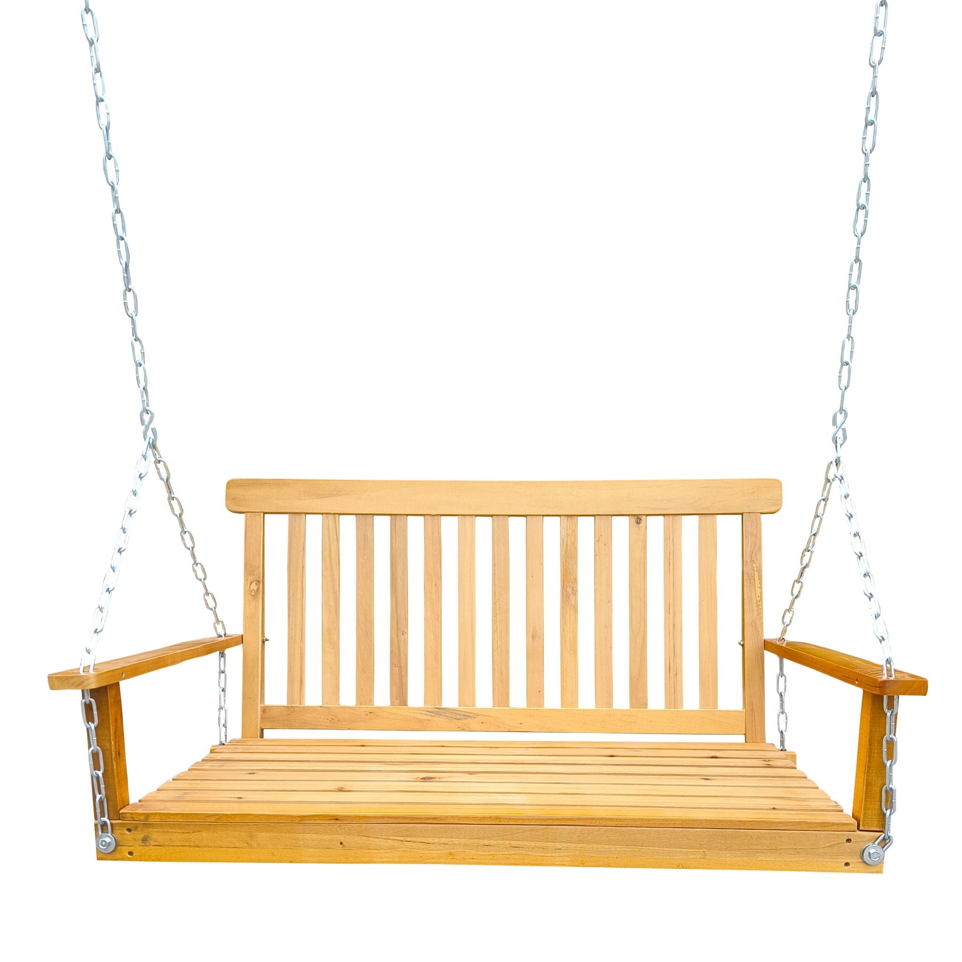 Front Porch Swing with armrests and metal chains for outdoor patio on Tampa Home & Garden Store