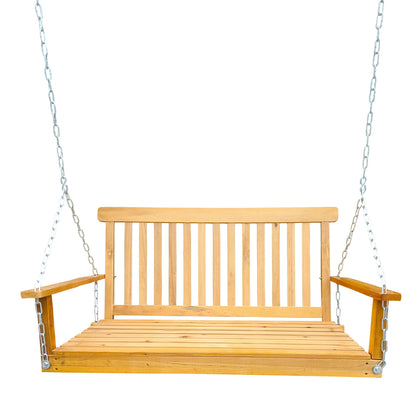 Front Porch Swing with armrests and metal chains for outdoor patio on Tampa Home & Garden Store