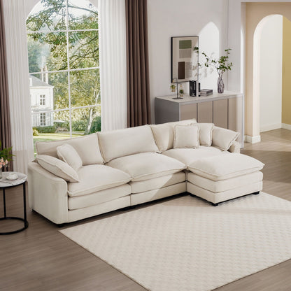 Modern oversized modular cushion sofa with ottoman by HouseOfZazla beige, 2-piece set on Tampa Home & Garden Store