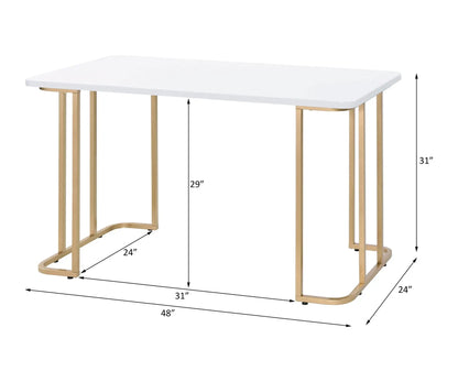 Estie Writing Desk White and Gold Finish