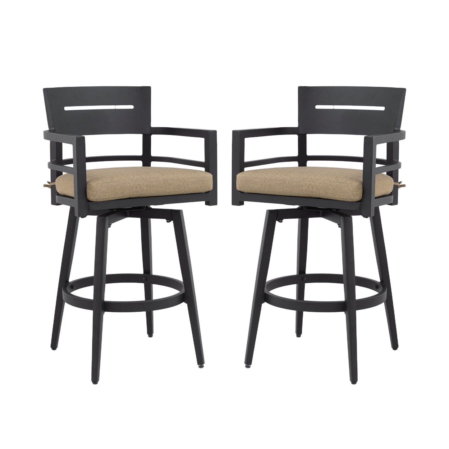 Outdoor Swivel Bar Chairs Ergonomic 360 Set of 2
