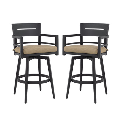 Outdoor Swivel Bar Chairs Ergonomic 360 Set of 2
