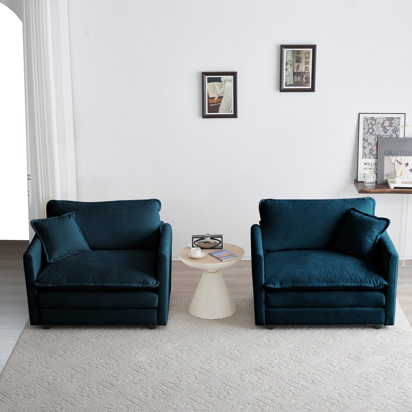 Accent chairs set of 2 in plush blue chenille upholstery HouseOfZazla on Tampa Home & Garden Store