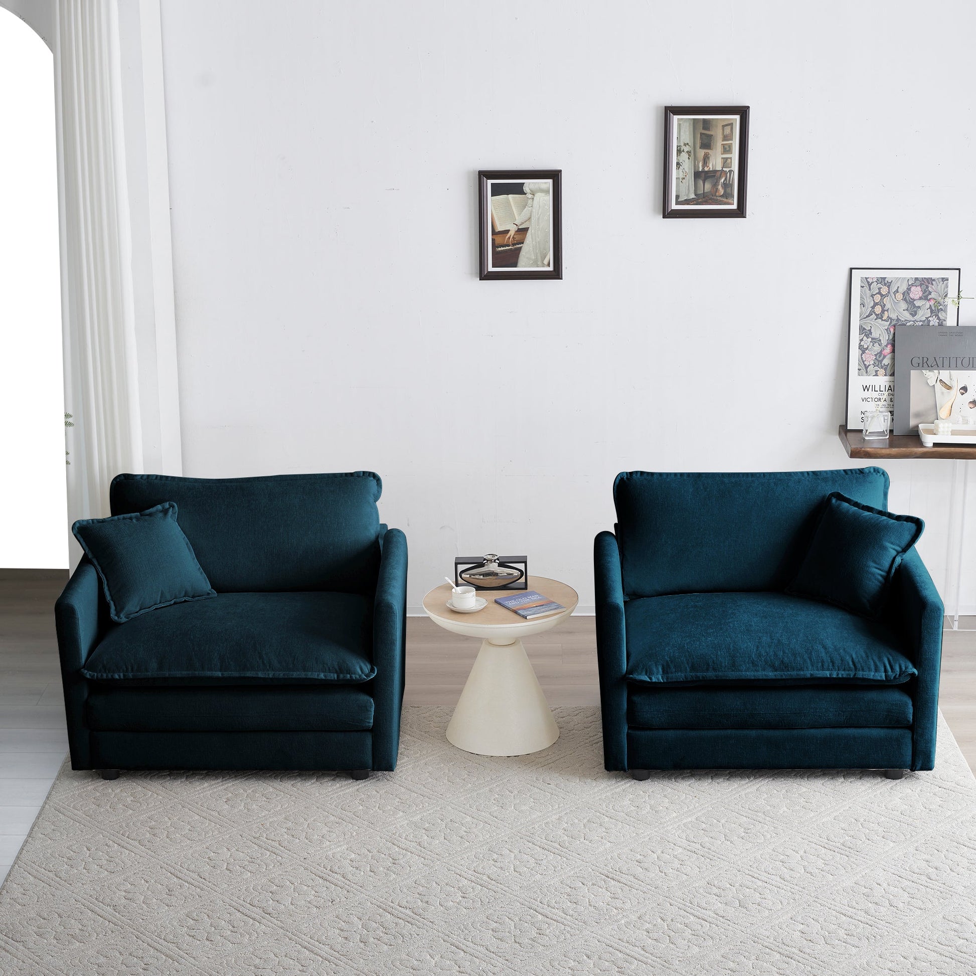 Accent chairs set of 2 in plush blue chenille upholstery HouseOfZazla on Tampa Home & Garden Store
