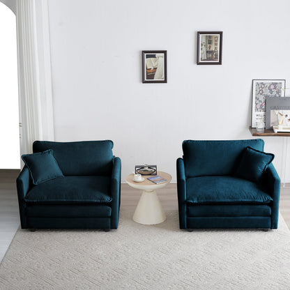 Accent chairs set of 2 in plush blue chenille upholstery HouseOfZazla on Tampa Home & Garden Store