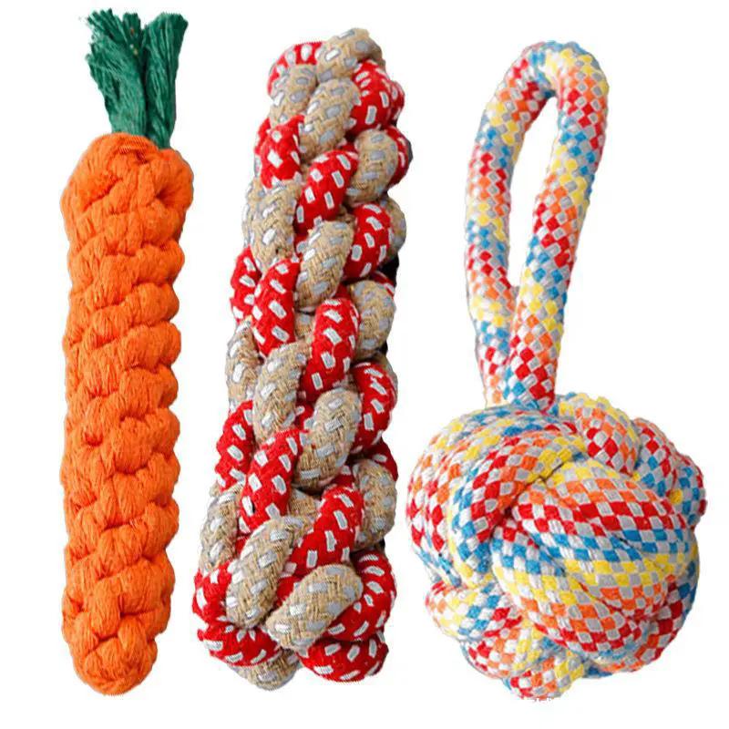 Pet Dog Cord Teether Knot Toy 3-pack: three colorful rope toys for dogs on Tampa Home & Garden Store