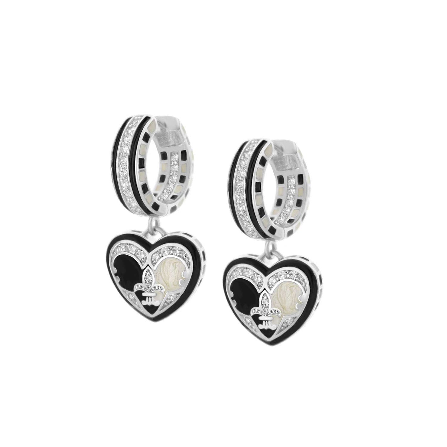 Renaissance Heart Earrings Lauren G Adams, silver hoops with crystals and heart charms, 2pc on Tampa Home & Garden Store