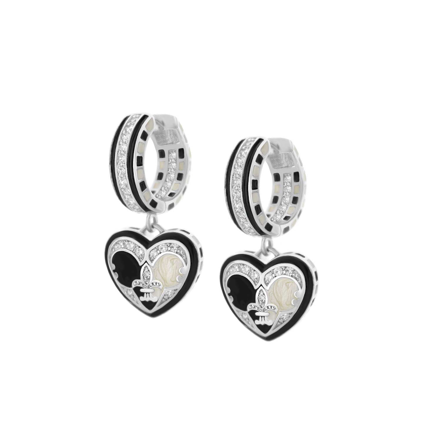 Renaissance Heart Earrings Lauren G Adams, silver hoops with crystals and heart charms, 2pc on Tampa Home & Garden Store