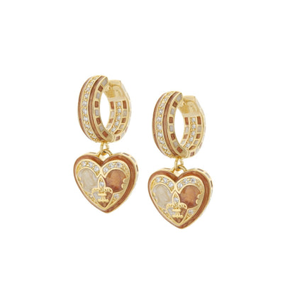 Renaissance Heart Earrings, Lauren G Adams gold hoops with pavé diamonds and heart pendants on Tampa Home & Garden Store