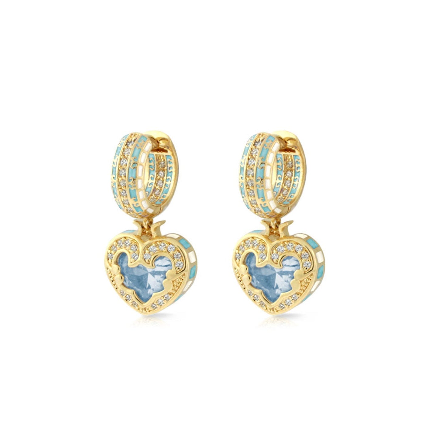 Renaissance Heart Earrings by Lauren G Adams, enamel and crystal heart charms pair on Tampa Home & Garden Store