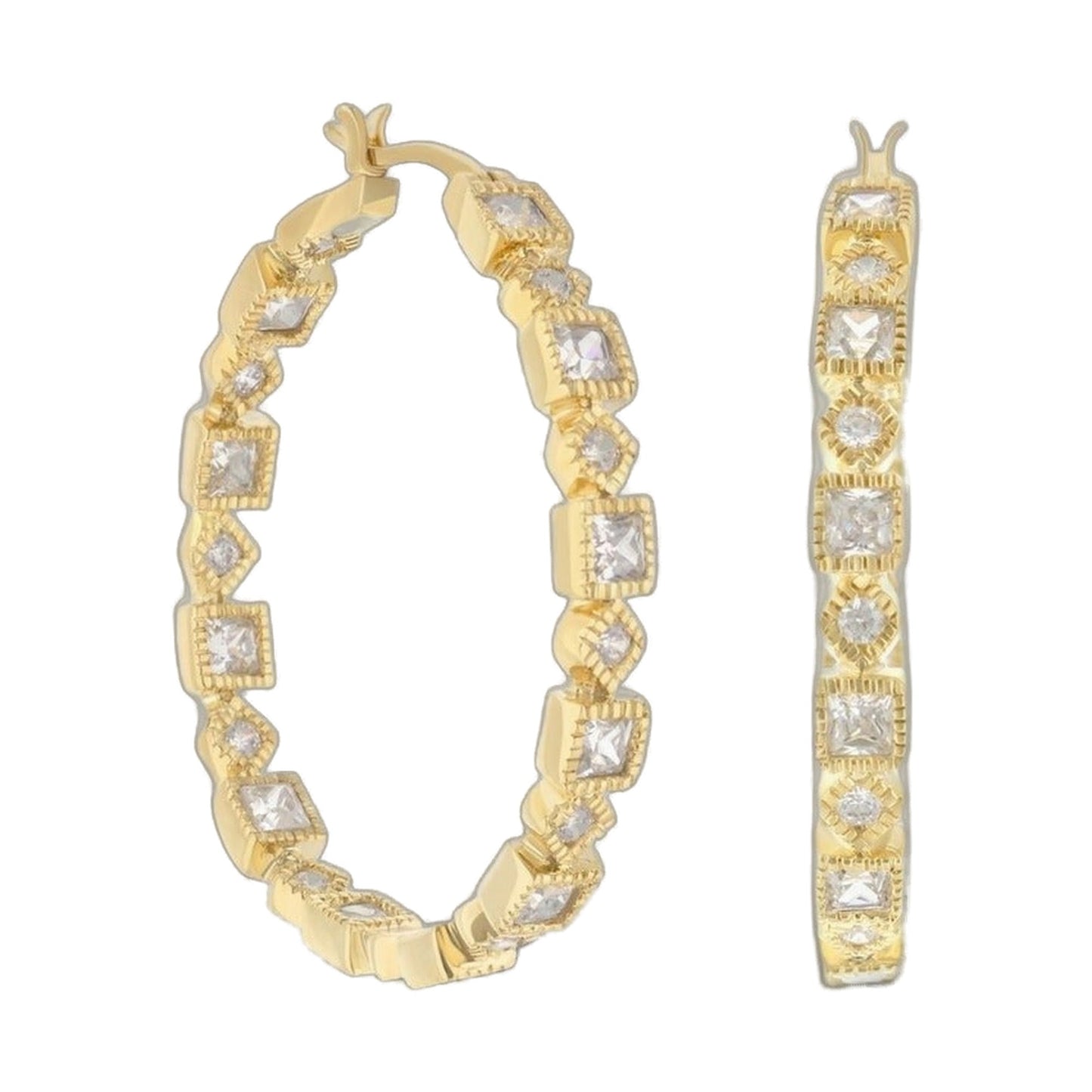 Pave hoop earrings in gold-tone with square-cut crystal accents by Lauren G Adams on Tampa Home & Garden Store