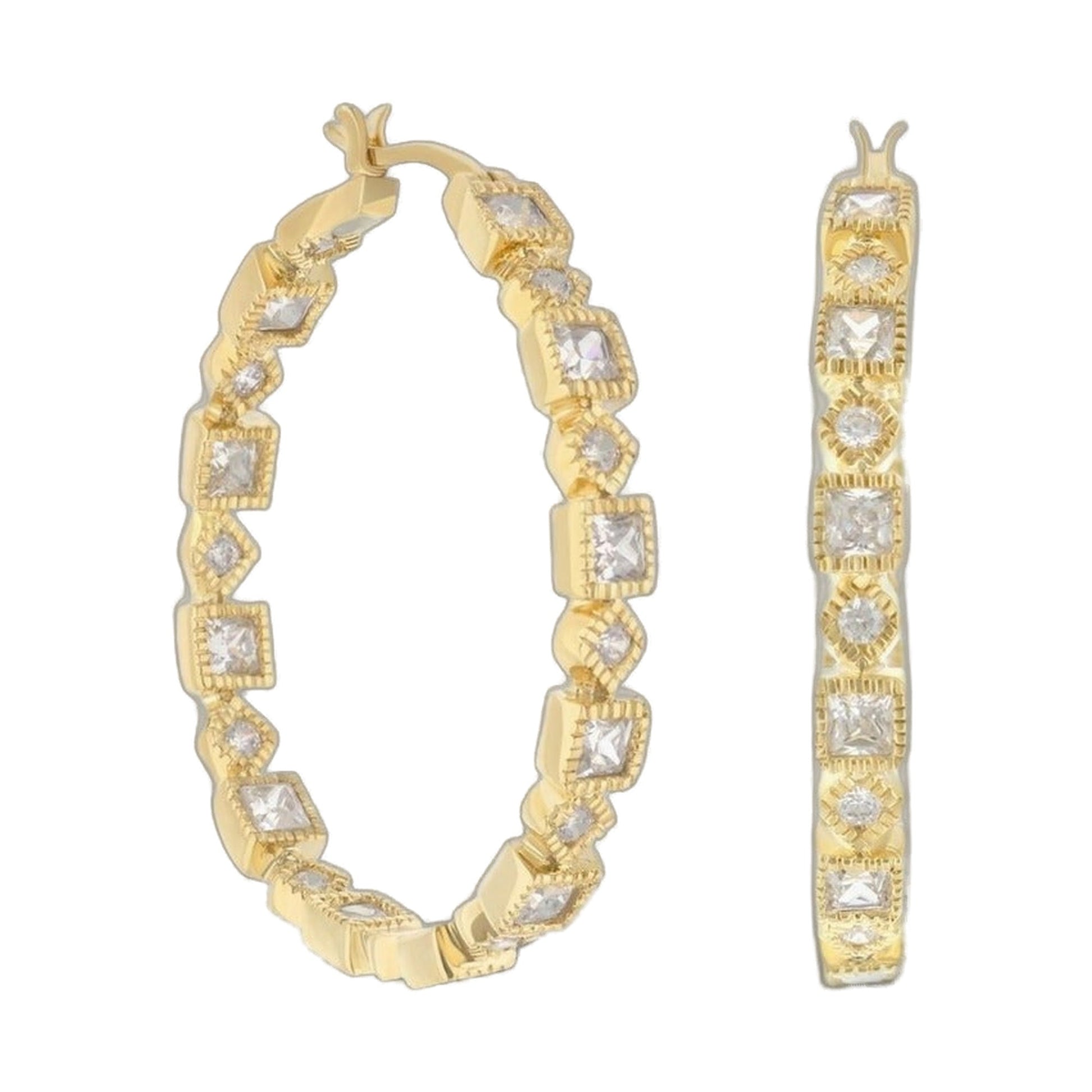 Pave hoop earrings in gold-tone with square-cut crystal accents by Lauren G Adams on Tampa Home & Garden Store