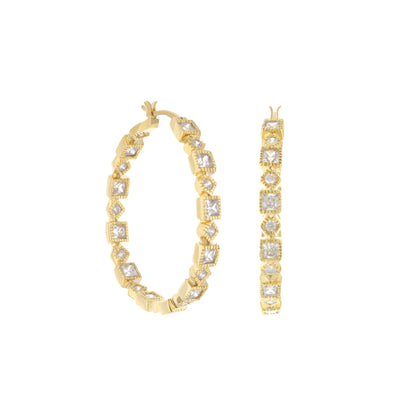 Gold pave hoop earrings with square crystals by Lauren G Adams, set of 3 on Tampa Home & Garden Store