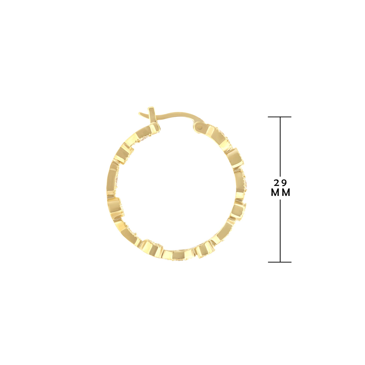 Pave hoop earrings by Lauren G Adams in gold-tone with textured segments on Tampa Home & Garden Store