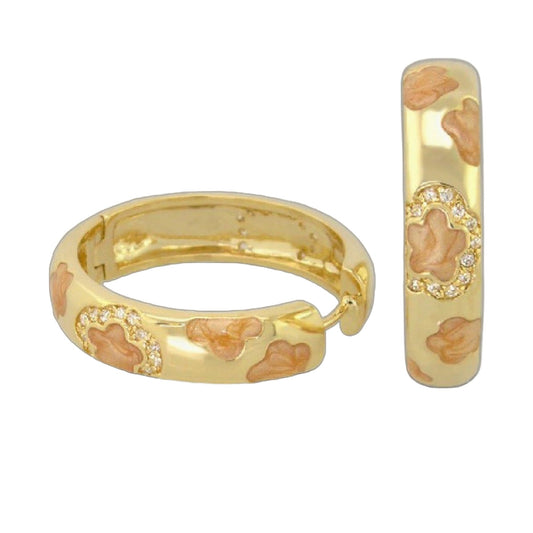 Dancing Daisy Enamel Hoop earrings in gold with peach daisies and crystals by Lauren G Adams on Tampa Home & Garden Store