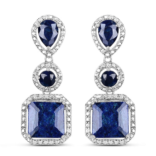 Earrings 11.62 ct dyed sapphire sterling silver drop with halo settings by Bids.com on Tampa Home & Garden Store