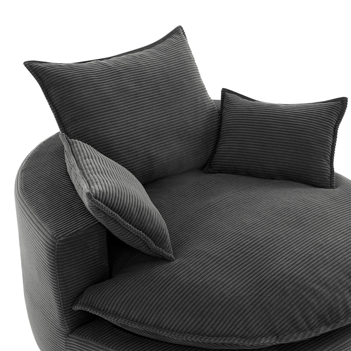 Swivel barrel chair cushions and pillows in charcoal gray corduroy fabric by HouseOfZazla on Tampa Home & Garden Store